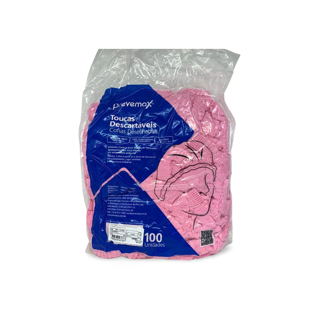 TOUCA CAPILAR ROSA 100UN PREVEMAX