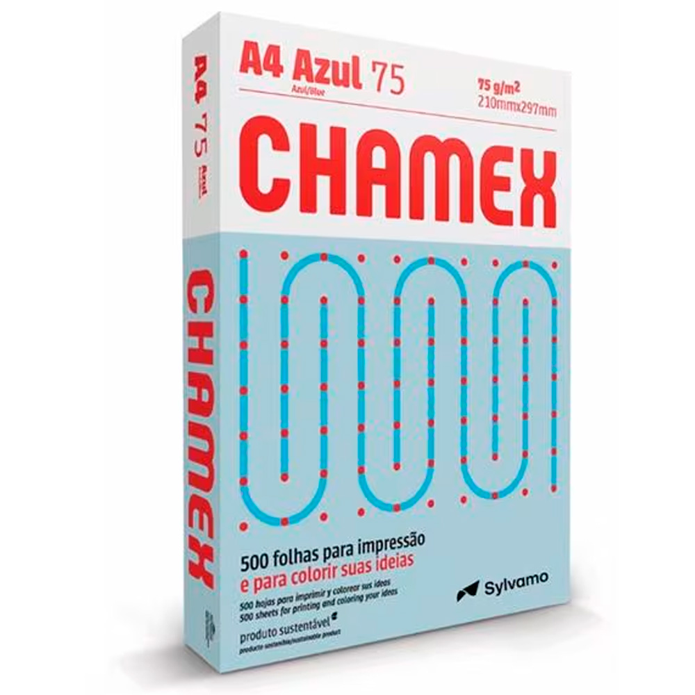 PAPEL A4 CHAMEX 75G AZUL 500 FL