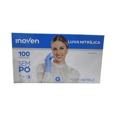 LUVA NITRILICA AZUL G S/PO 100UN