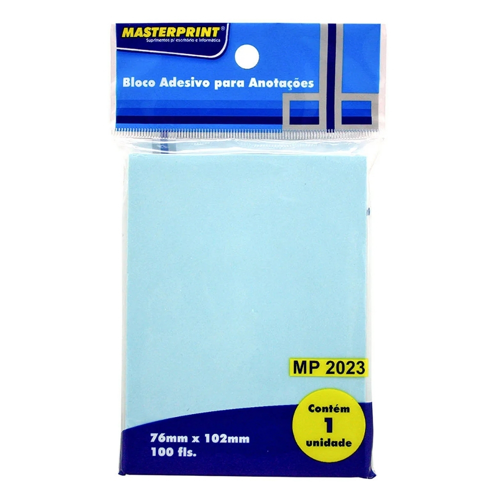 BLOCO ADESIVO 76X101MM AZUL PASTEL