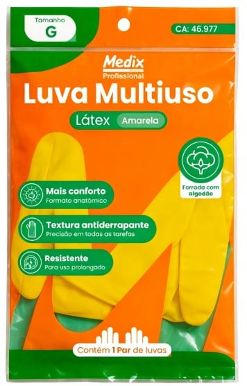 LUVA MULTIUSO AMARELA G MEDIX