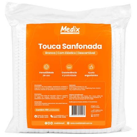 TOUCA SANFONADA C/ELASTICO 100 UND MEDIX