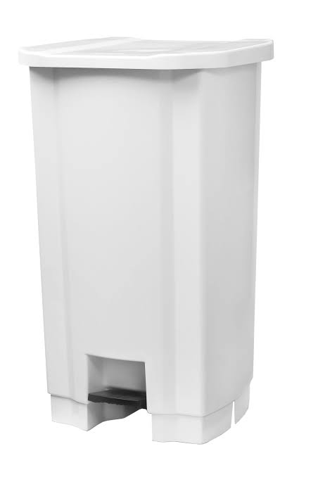 LIXEIRA BRANCA C/ PEDAL PRETO 100L